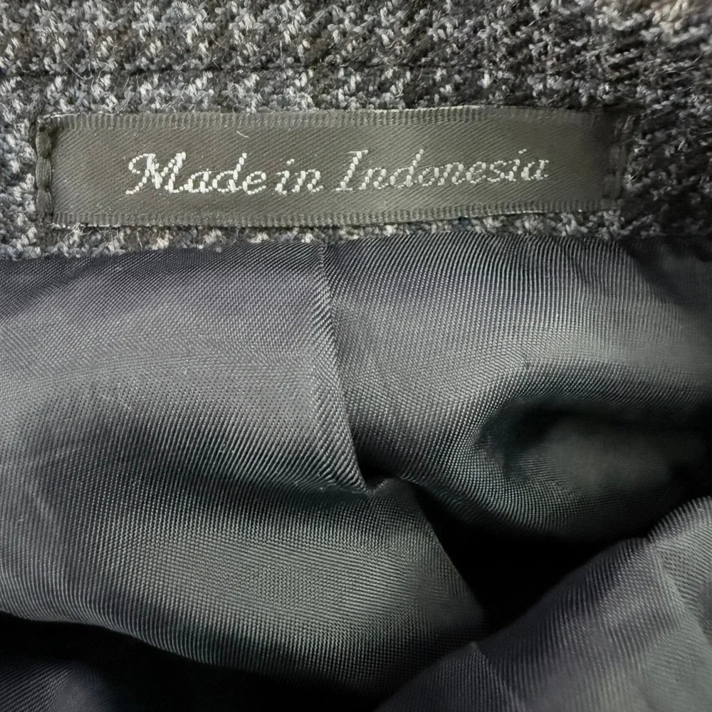 Chaps Sport Coat Mens 46R Lambswool Grey Houndstooth Blazer Academia Preppy